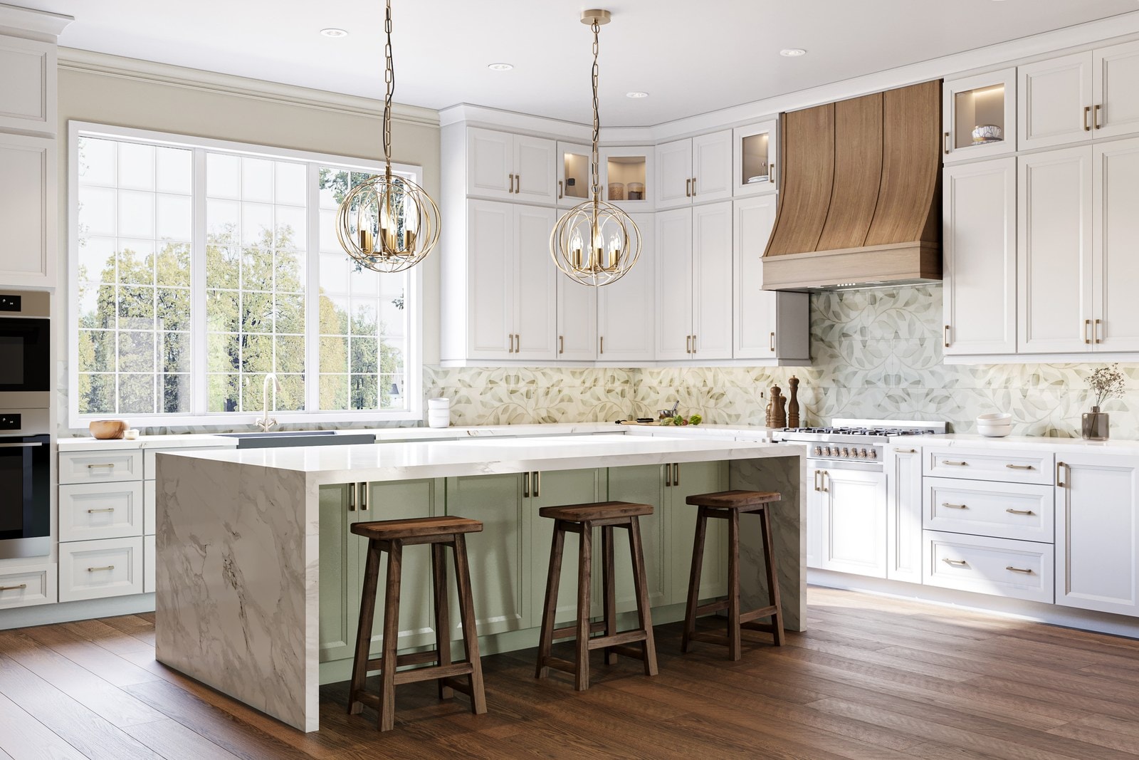 Oxford White, Sage & Toffee kitchen cabinets by US Cabinet Depot