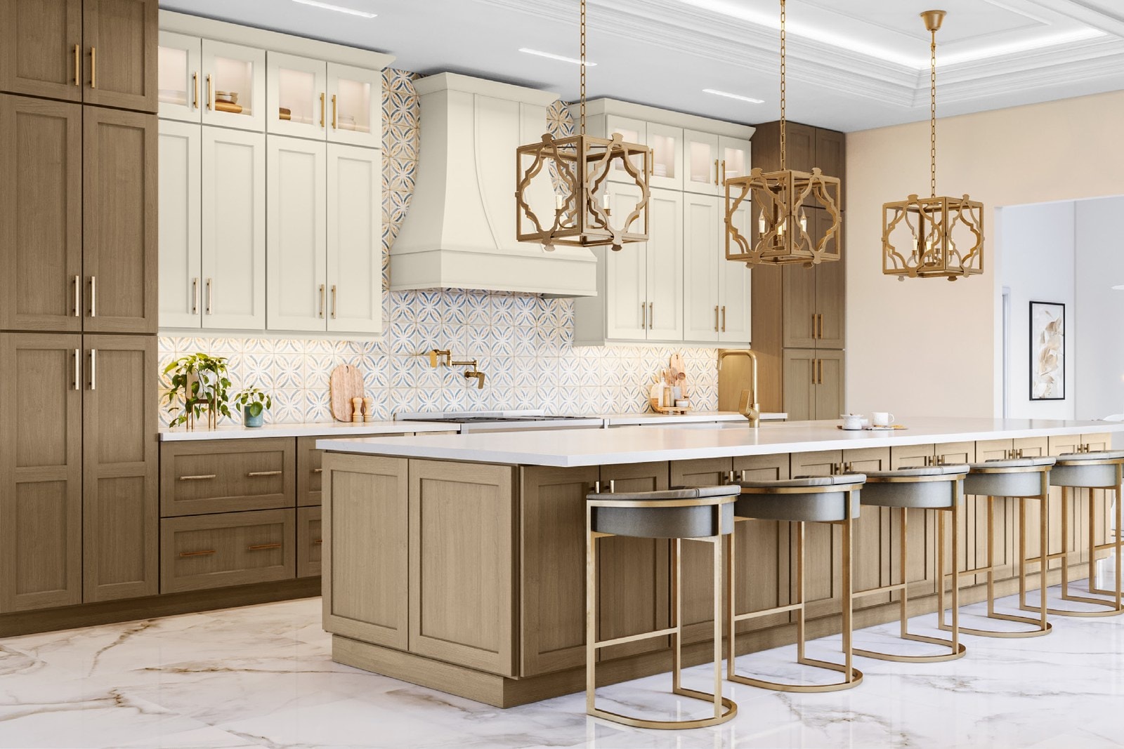 Shaker Essence Oak & Antique White kitchen cabinets by US Cabinet Depot